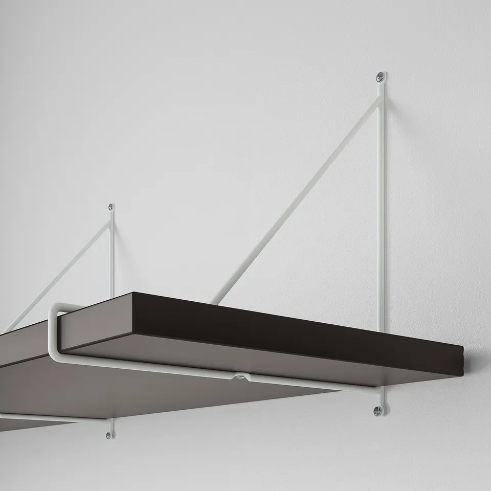 Modern wall shelf - two black levels, white brackets.