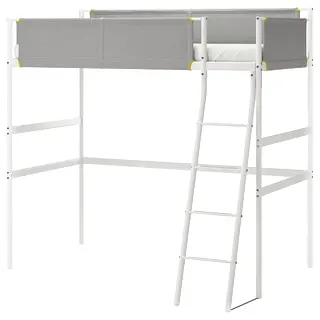 VITVAL loft bed frame, white/light grey, 90x200 cm