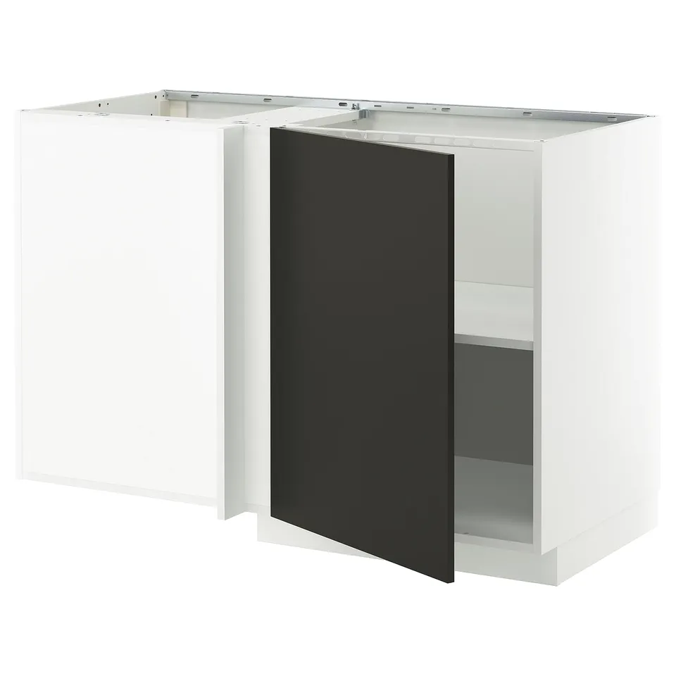 METOD kitchen unit: white & black corners, modern, adjustable shelves, metallic handles.