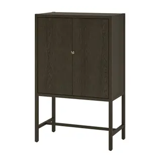 STOCKHOLM 2025 cabinet with 2 doors, oak veneer/dark brown, 80x40x126 cm