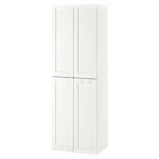 SMÅSTAD wardrobe, white with frame/with 2 clothes rails, Depth 42 x Height 181 x Width 60 cm