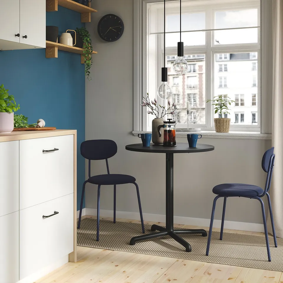 STENSELE / SANDSBERG Table and 2 chairs, anthracite/Remmarn dark blue, 70 cm