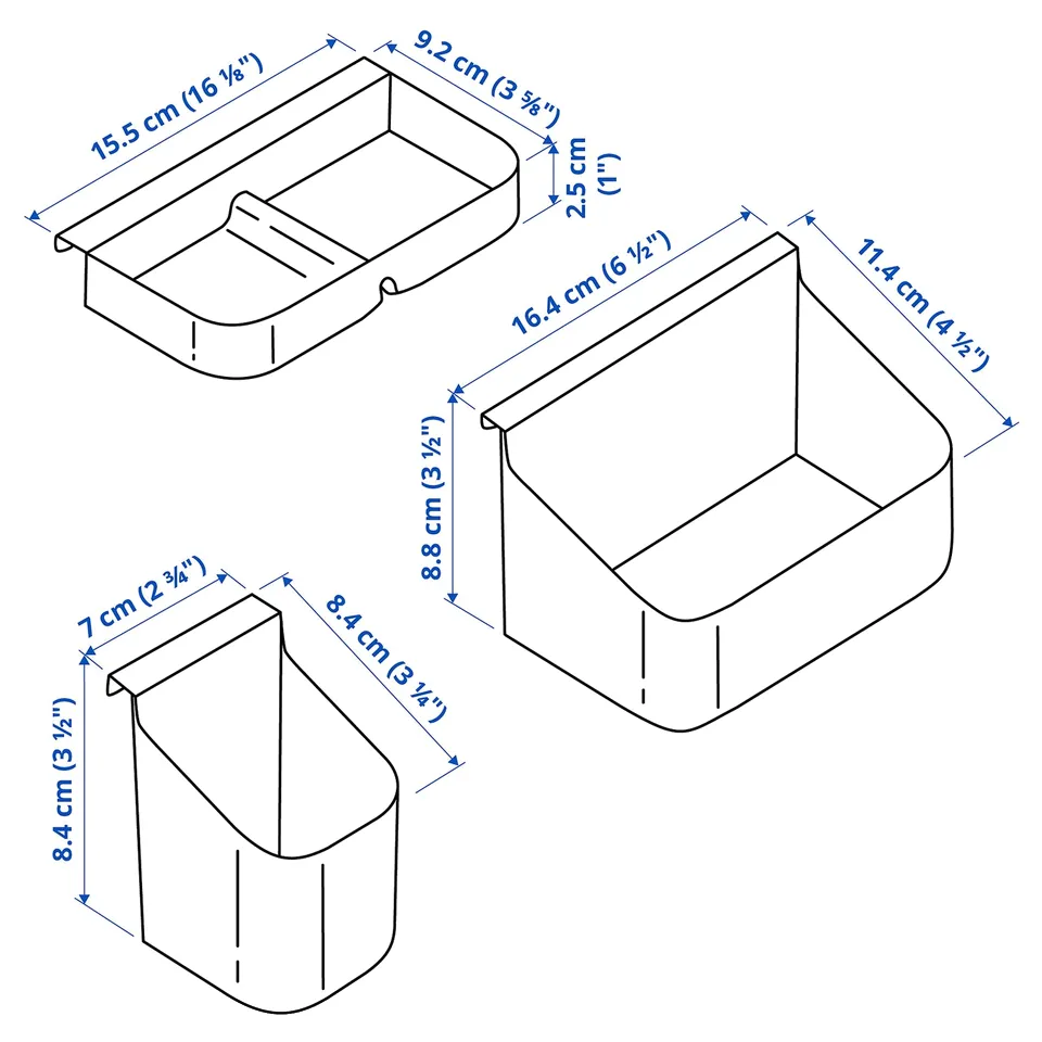 part: VISSLAÅN drawer organisers, set of 3