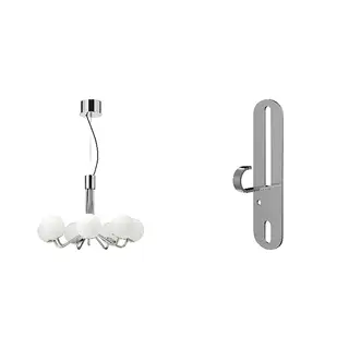 FÖRUT/SIMRISHAMN set: chandelier, 7-armed + pendant/ceiling lamp hook, chrome-plated/opal white glass, 70 cm