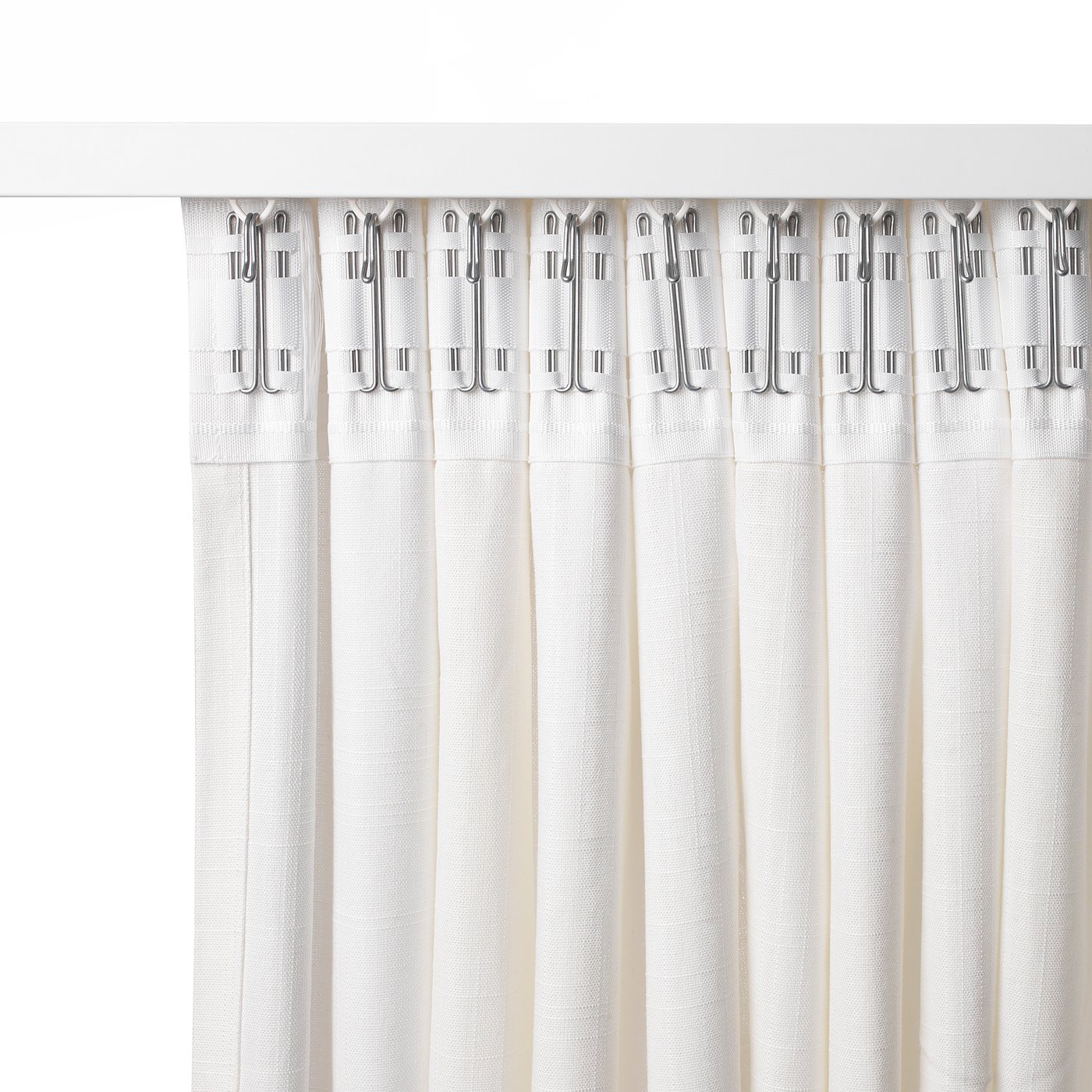 RITVA Curtains with tie-backs, 1 pair, white/with heading tape, 145x300 cm