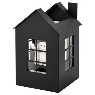 KUSTFYR tealight holder, black, Depth 12 x Height 17 x Length 12 cm