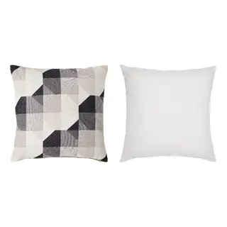 FJÄDRAR/SVARTHÖ set: cushion cover + cushion pad, beige + off-white, 50x50 cm