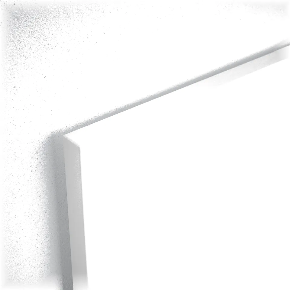 Corner of a sleek, modern white bed frame. Crafted with smooth edges and a clean design, showcasing quality construction.