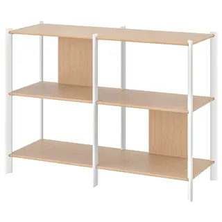 JÄTTESTA shelving unit, white/light bamboo, Width 120 x Depth 40 x Height 85 cm