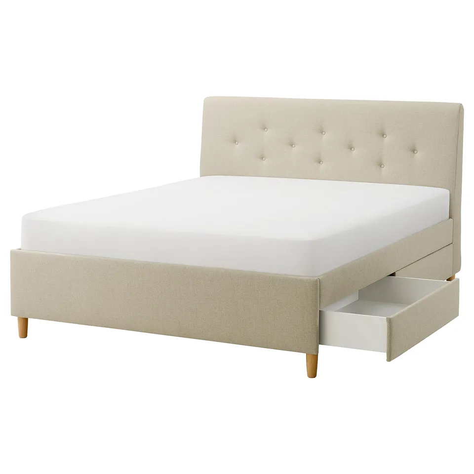part: IDANÄS upholstered storage bed