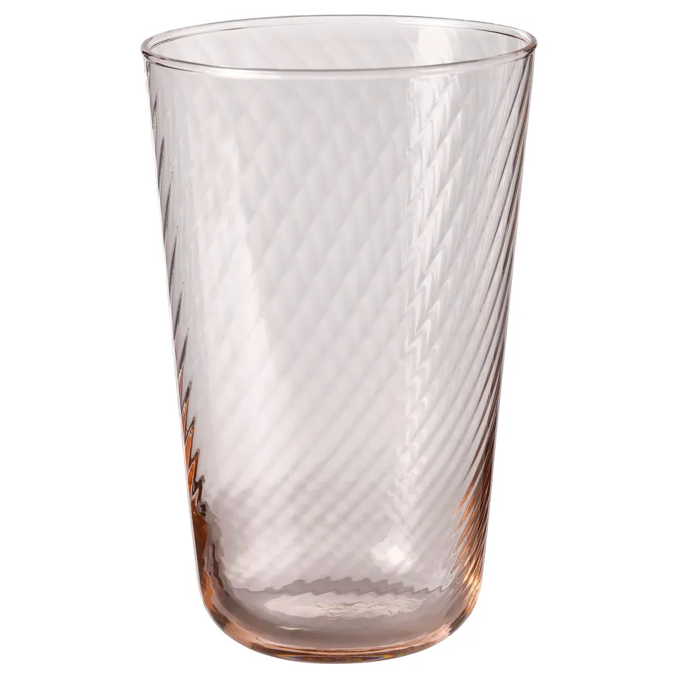 KLIPPLAX glass, transparent with ripple texture, cylindrical shape, elegant and thin.