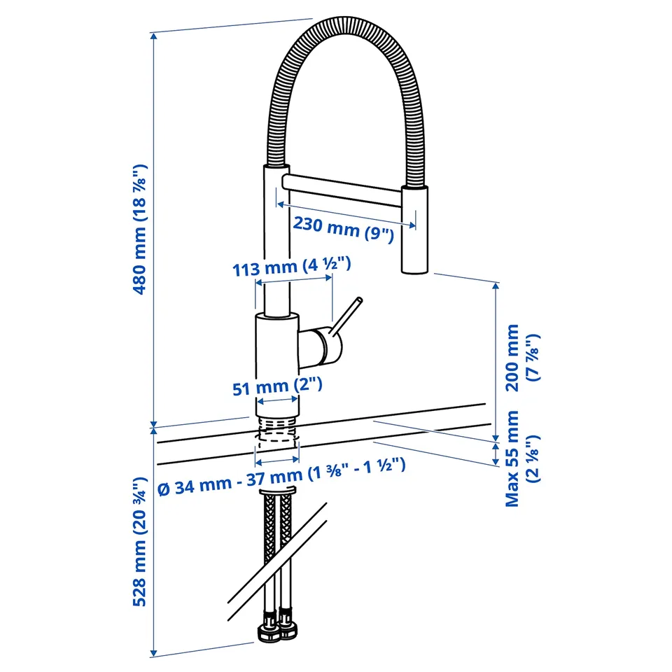 Illustration with measurements for the product: SALLSJÖN.
