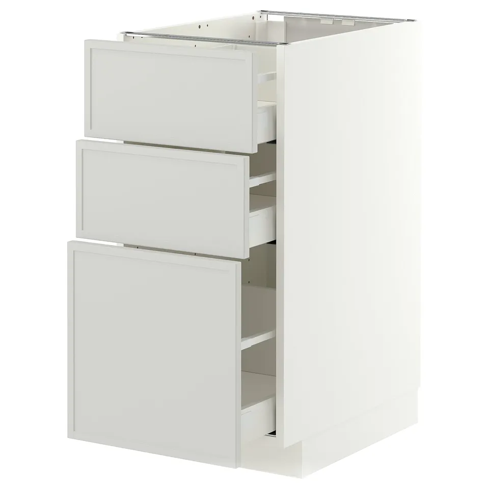 METOD / MAXIMERA Base cabinet with 3 drawers, white/Aspudden light grey, 40x60x80 cm