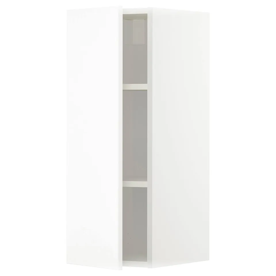 METOD white kitchen cabinet with two shelves, modern design, smooth finish.