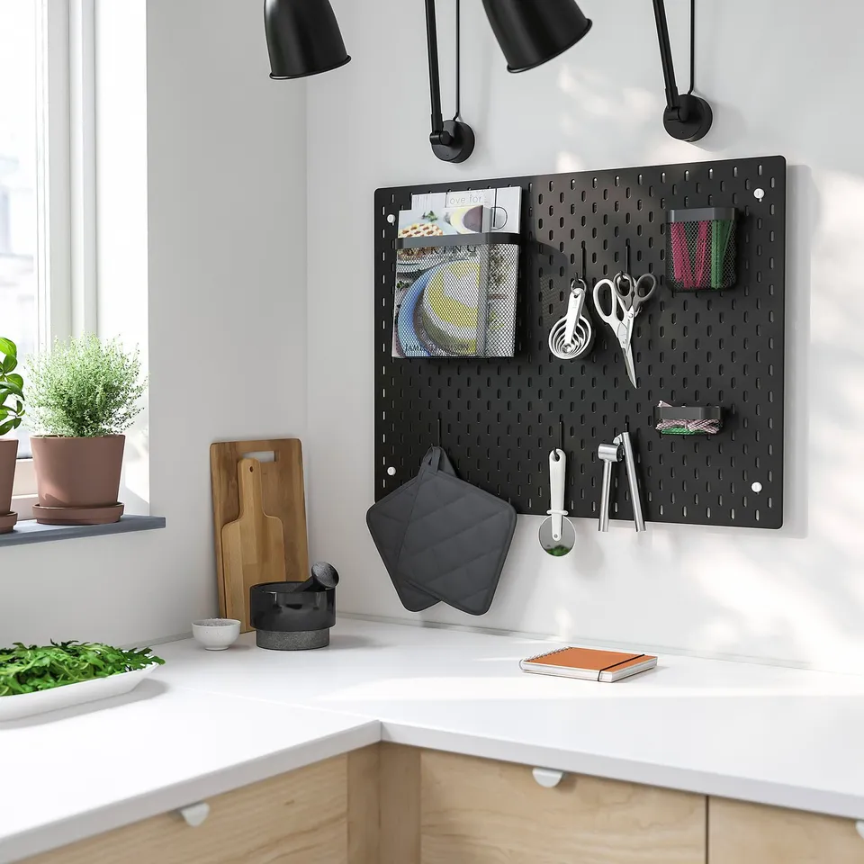 SKÅDIS Pegboard combination, black, 76x56 cm