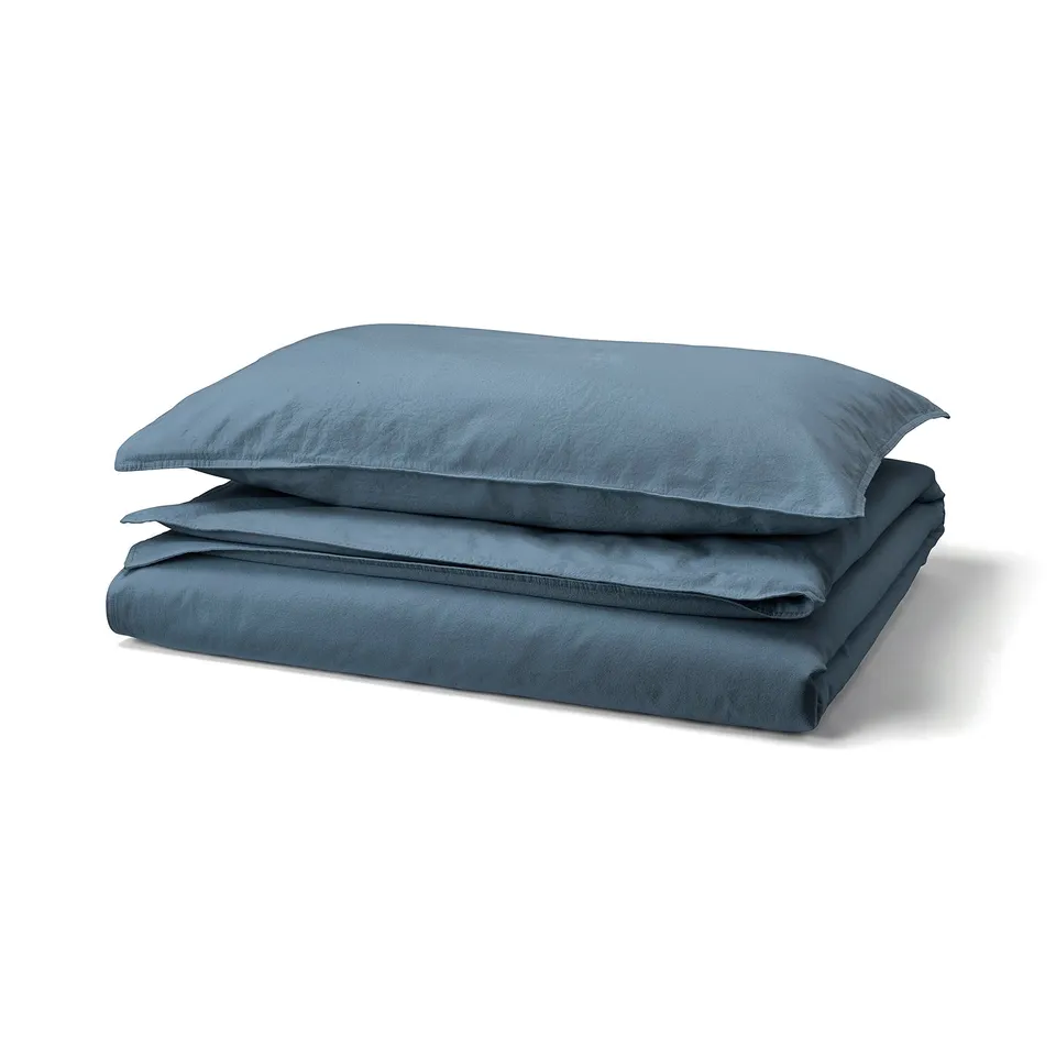ÄNGSLILJA: blue bedding set, soft washed cotton, rectangular shape, casual design.