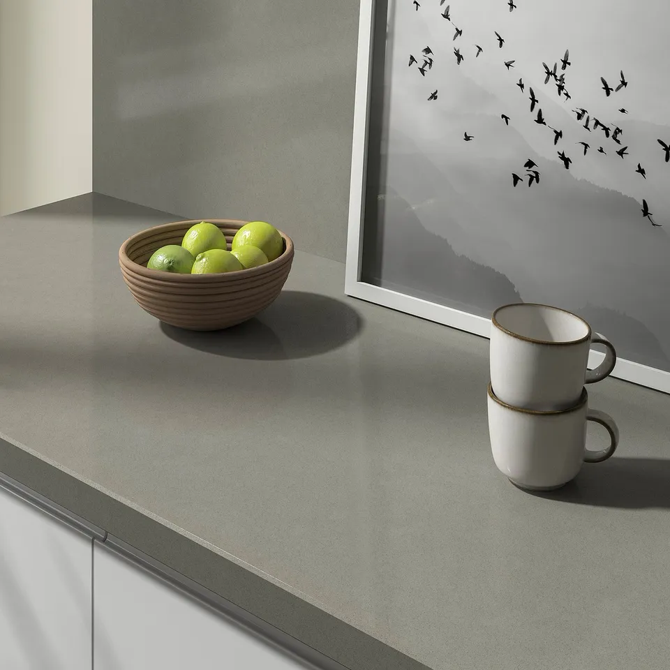 LOCKEBO Custom made worktop, grey stone effect/glass composite, 1 m²x4.0 cm