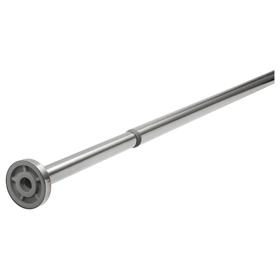 A silver HORNEN shower curtain rod. Its made of stainless steel, adjustable and easy to instal.