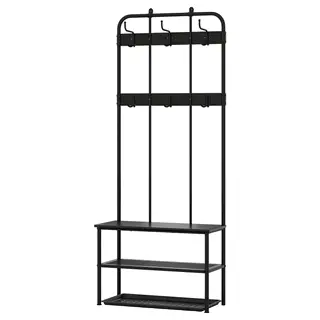 NIPÅSEN / BAGGMUCK hallway furniture, set of 2, black/grey, 190x35x79 cm