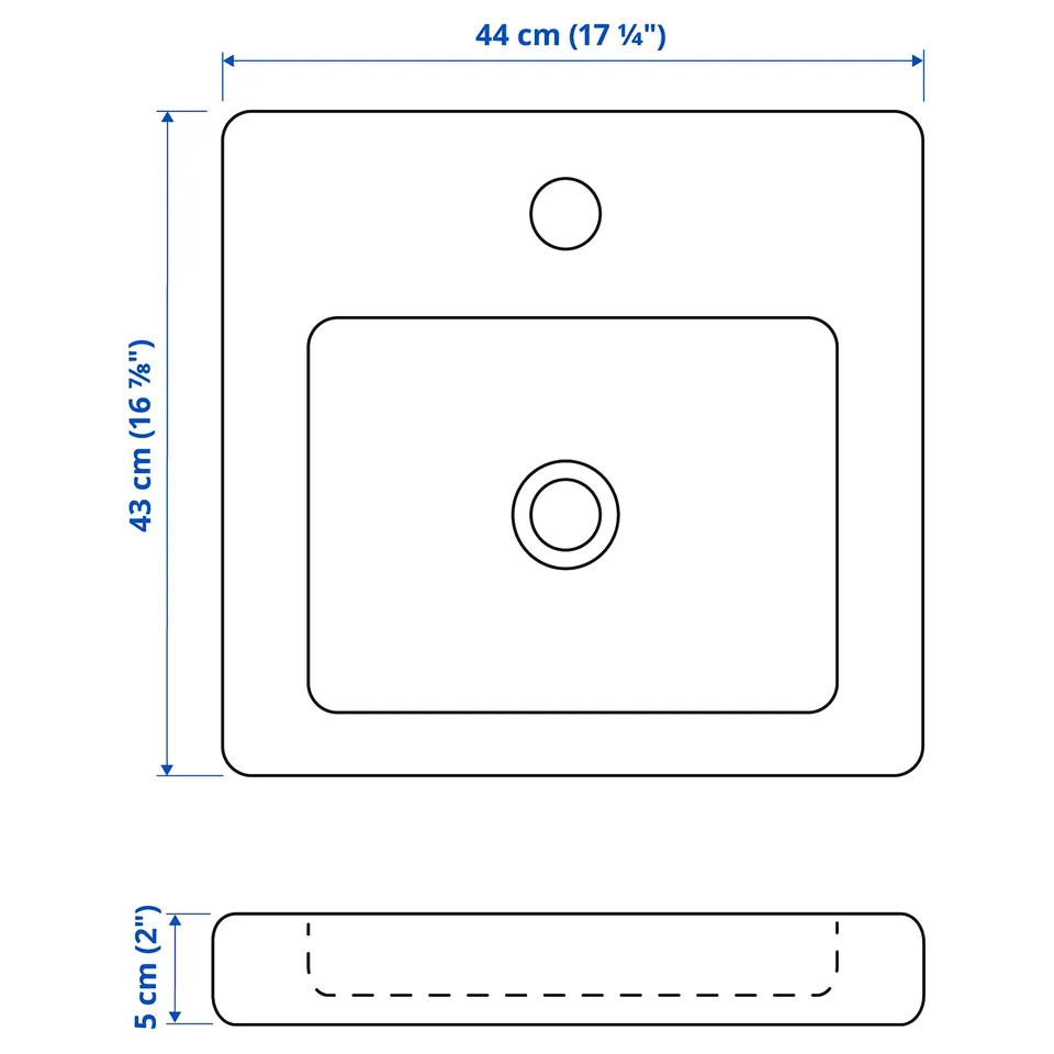 Illustration with measurements for the product: TVÄLLEN.
