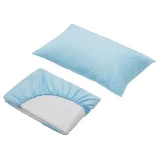 RINGMUSSLA sheet set, blue/geometric