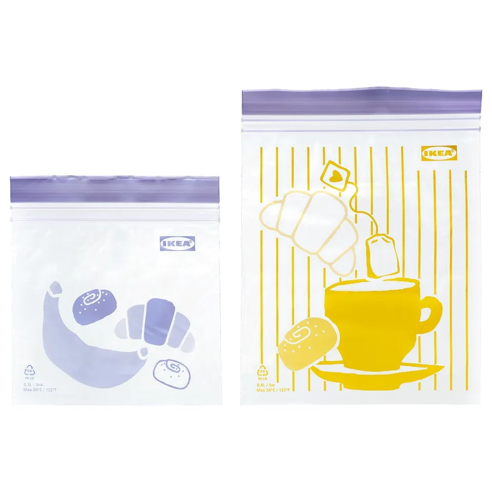 ISTAD Resealable bag, patterned lilac/yellow, 0.3/0.8 l