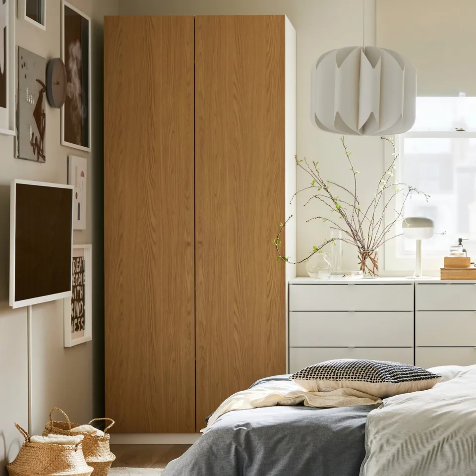 STORKLINTA Door, oak effect, 50x229 cm