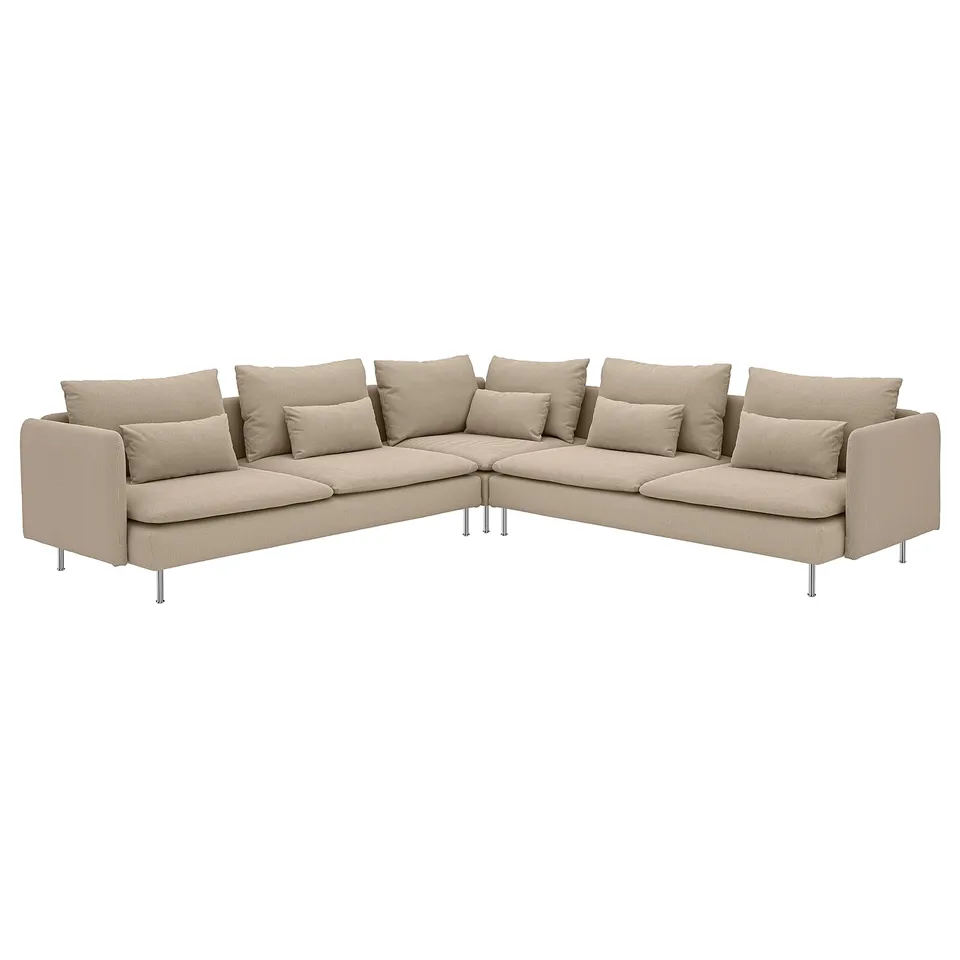 SÖDERHAMN: large beige sectional couch with deep seats, sleek design, metal legs, and plush cushions.