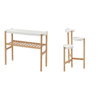 SATSUMAS set: plant stand + plant stand, bamboo/white