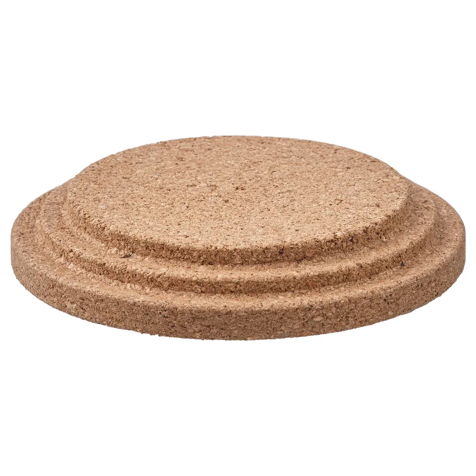 RÖNNSPIREA cork lid, natural brown, fits scented candles, round shape, simple design.
