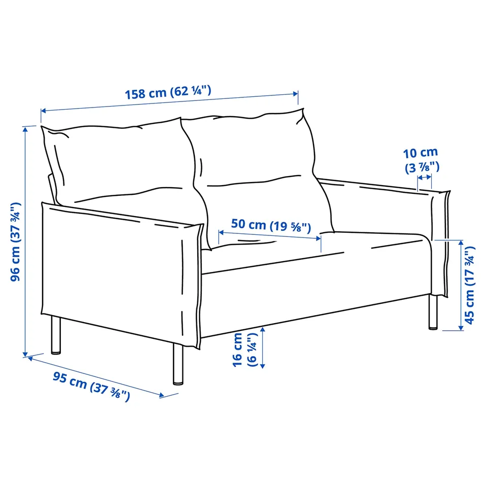 Illustration with measurements for the product: MANNARP.