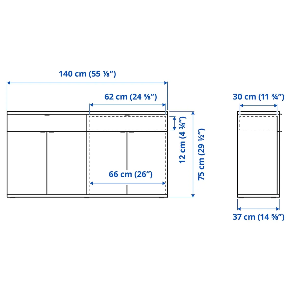 Illustration with measurements for the product: VIHALS.