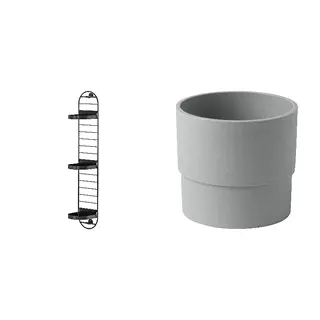 plant stand + pot set: wall mounted plant stand + plant pot, black + in/outdoor grey, 78 cm
