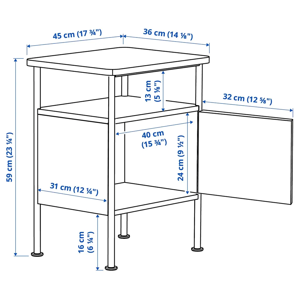 Illustration with measurements for the product: GRÅFJÄLLET.