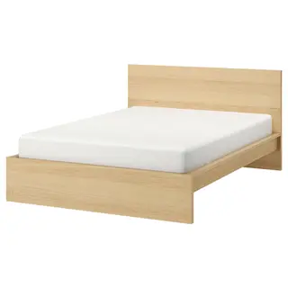 MALM bed frame, high, white stained oak veneer/Luröy, 180x200 cm