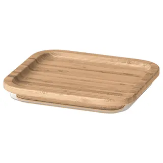 IKEA 365 + lid, square/bamboo, Length 15 x Width 15 cm
