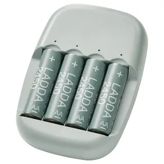 STENKOL / LADDA battery charger and 4 batteries, HR06 AA 1.2V