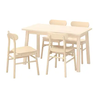 NORRÅKER/RÖNNINGE set: table + chair x4, birch, 125x74 cm