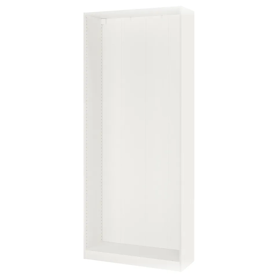 White ikea PAX wardrobe frame, minimalist, fiberboard & particleboard.