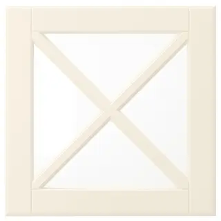 BODBYN glass door with crossbar, off-white, 40x40 cm