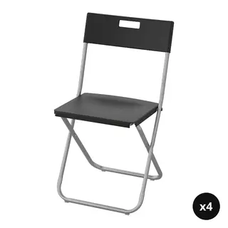 GUNDE set: folding chair x4, black, Width 41 x Depth 45 x Height 78 cm