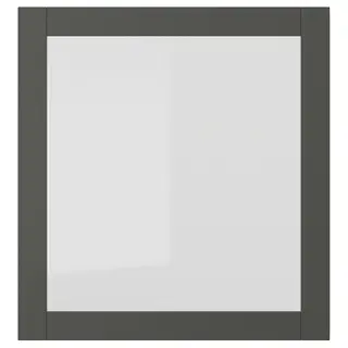 SINDVIK glass door, dark grey/clear glass, 60x64 cm