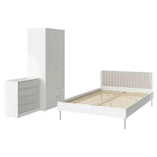 BRUKSVARA bedroom furniture, set of 3, white/light grey