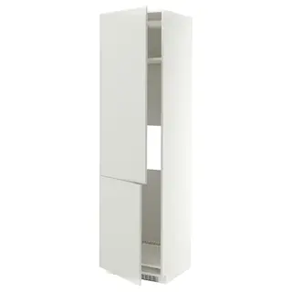 METOD high cab f fridge/freezer w 2 doors, white/Aspudden light grey, 60x60x220 cm