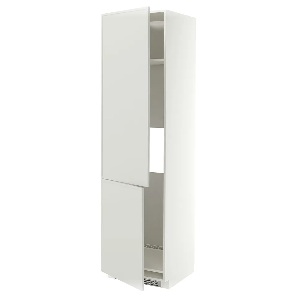 METOD High cab f fridge/freezer w 2 doors, white/Aspudden light grey, 60x60x220 cm
