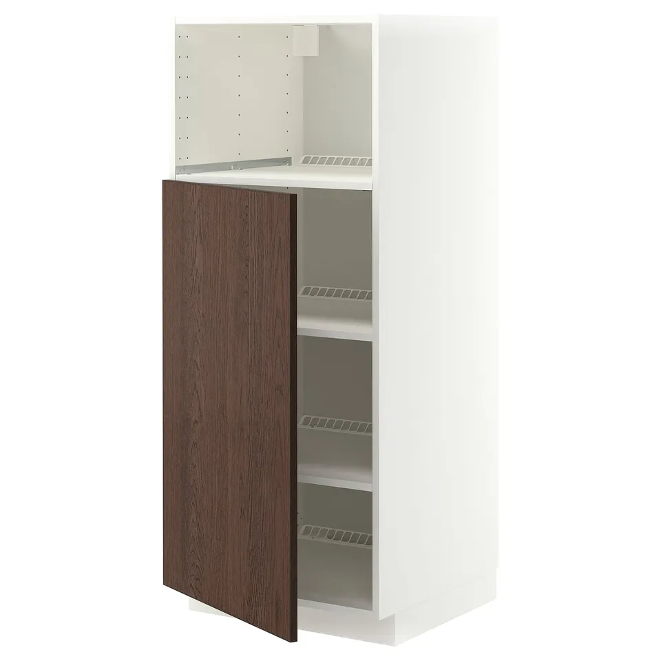 METOD High cabinet f built-in appliances, white/Sinarp brown, 60x60x140 cm