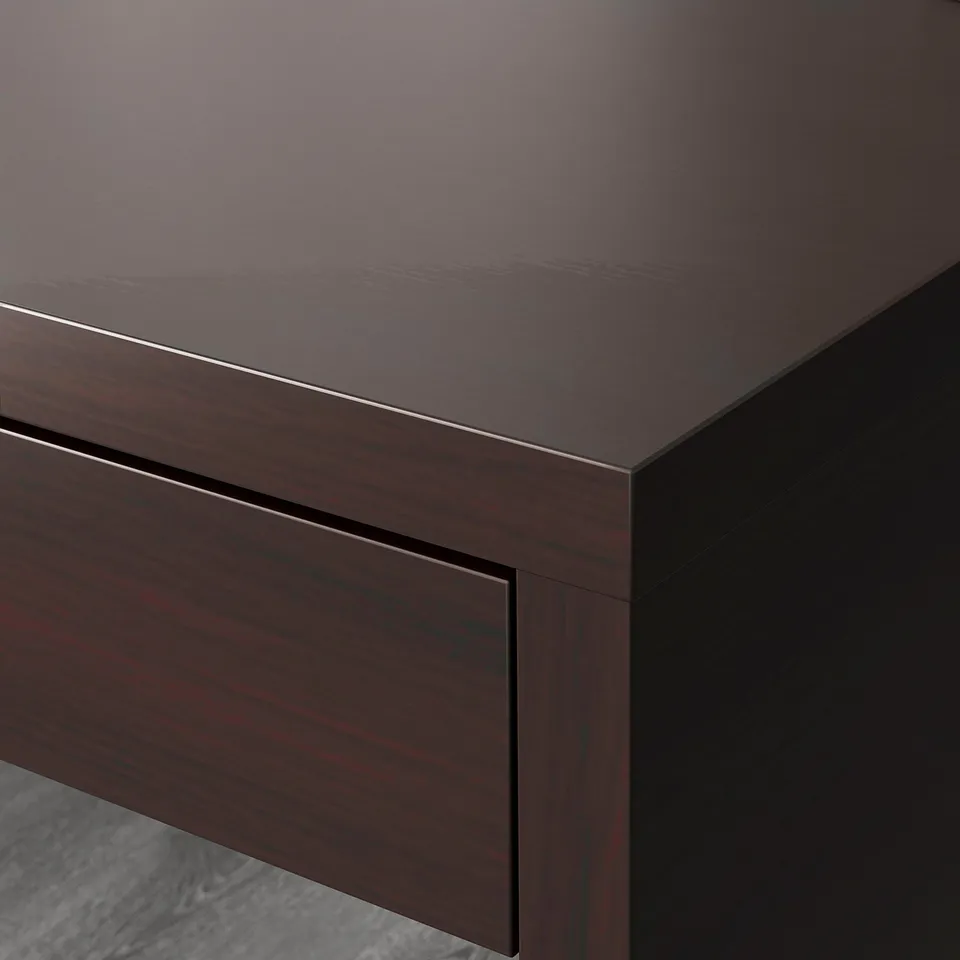 MICKE Desk, black-brown, 142x50 cm