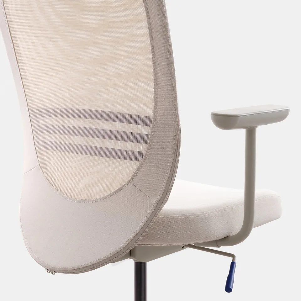 Modern office chair with mesh back and armrest. Ergonomic design, adjustable and comfortable.