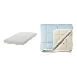 KEJSAROLVON/ÅFJÄLL set: foam mattress + mattress protector, firm/white + beige/blue, 90x200 cm