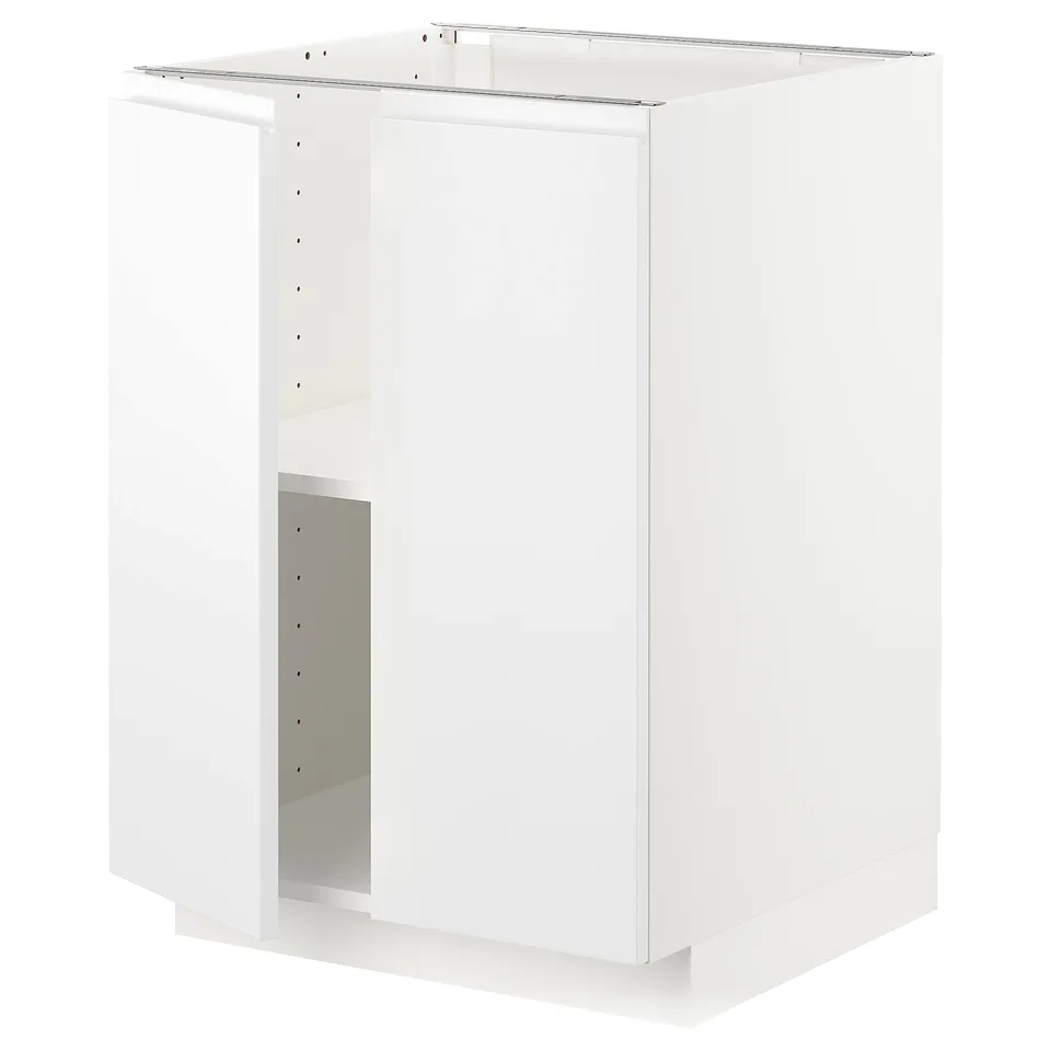 White METOD kitchen cabinet, modern design, box shape, with one adjustable shelf, no visible handles.